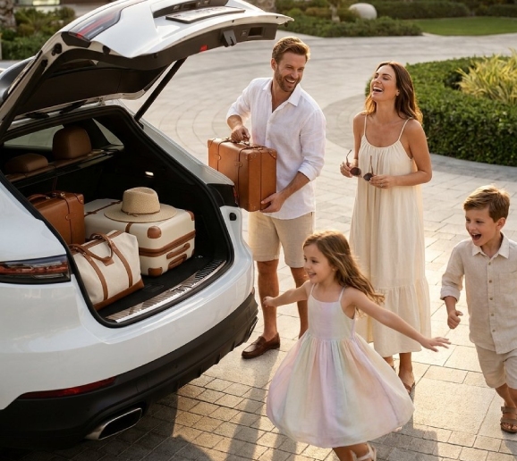 California family with their insured vehicle